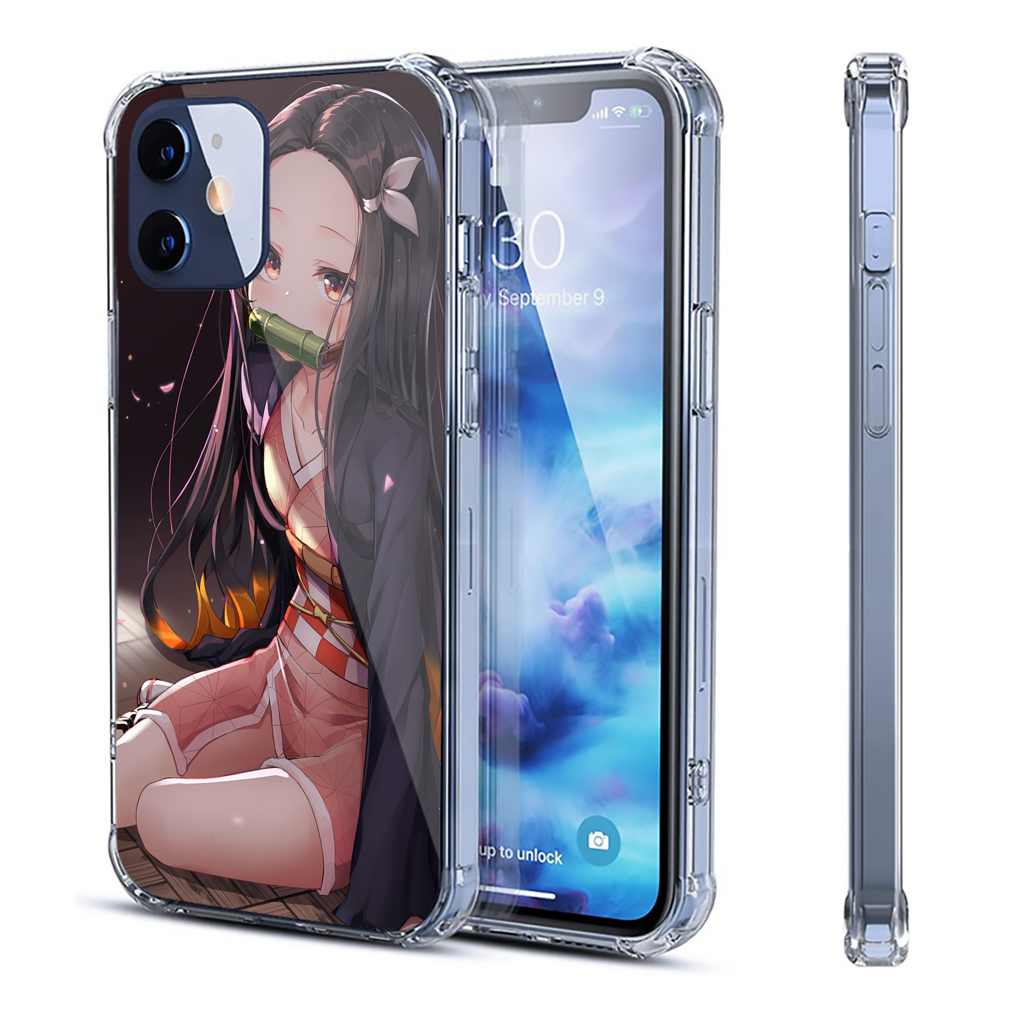 （画像用） 鬼滅の刃（きめつのやいば）竈門 禰󠄀豆子／かまど ねずこ Kamado Nezuko 【iPhone 12シリーズ対応】透明スマホケース（クリアソフトケース）